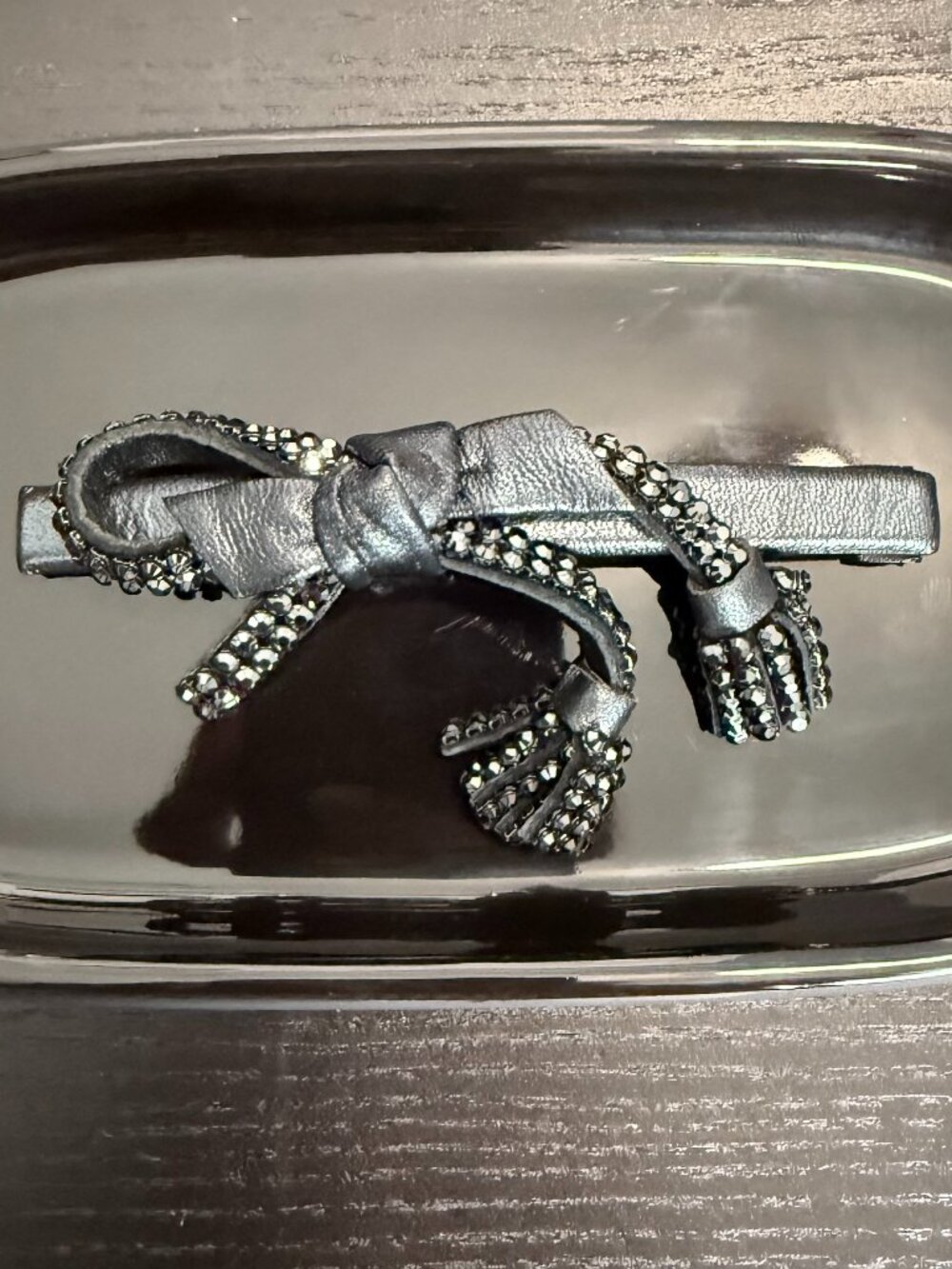 C$375 Retail Alexander Zouari Crystal Bow Barrette Hair Clip France